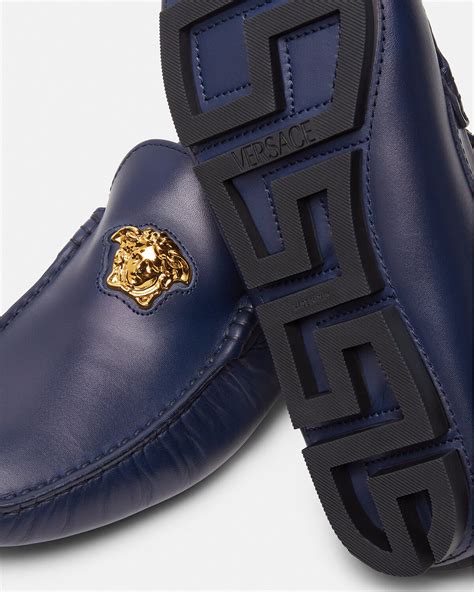 mocassins versace homme|Versace black label slippers.